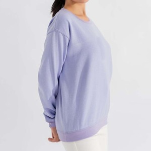 Sweat-shirt violet oversize en jersey, grande taille, à épaules tombantes, à capuche, couleur unie, manches longues, doublé, pour l'été, le printemps et l'automne - Product Image 2