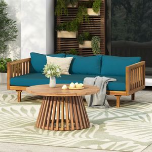 Claremont 3-Seater Daybed and Acacia Wood <b>Table</b> Elegant <b>Garden</b> Patio Furniture Set - Product Image 2