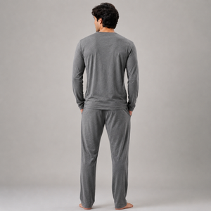 Conjunto de Pijama de Lujo para Hombre en Gris Jaspeado, Hecho de Tela de Bambú, Transpirable, Ecológico, Suave y Cómodo - Product Image 2