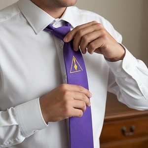 Royal & Select Master Satin Masonic Neck <b>Tie</b> - [<b>Purple</b> & Gold] Fabric type Polyester,Satin - Product Image 5