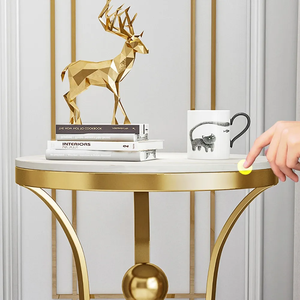 Home Innovative Style Luxury Furniture <b>Marble</b> <b>Top</b> Round <b>Side</b> <b>Table</b> for Living Room, Hotel, Office Home Designer Corner <b>Table</b> - Product Image 2