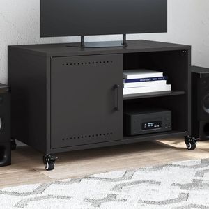 Meuble TV en acier laminé à froid noir moyen pour salon - Product Image 1