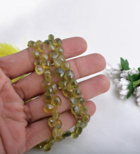 Zafiros naturales facetados en forma de gota, verde/amarillo, para la elaboración de joyería fina, cuentas de piedras preciosas. - Product Image 5