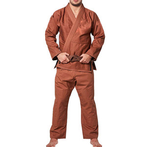 Kimono de BJJ marron pour homme, 100% coton, durable, uniforme d'entraînement d'arts martiaux Taekwondo pour homme et femme : taille ajustable multi-panneaux - Product Image 1