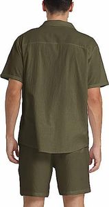 Men's Summer Casual 2-Piece <b>Knitted</b> 100% Cotton Short Sleeve Tracksuit <b>Set</b> - Product Image 2