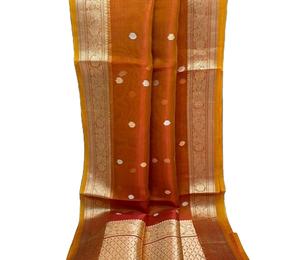 Sari de seda de algodón estampado/Sari de seda de algodón bordado/Sari de seda de algodón de diseñador Sari de seda de algodón ligero - Product Image 5