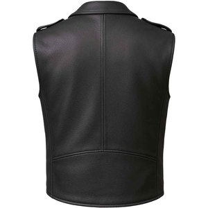 Gilet moto en cuir véritable respirant pour homme avec fermeture boutonnée dissimulée, ceinture à la taille, couleur unie, vêtement d'extérieur décontracté pour l'automne et l'hiver - Product Image 2