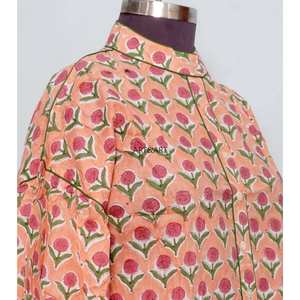 Blusa de Mujer Estilo Camisa, Diseño Floral Vintage, 100% Algodón Ecológico, Transpirable, Mangas Abullonadas, Cuello Redondo, para Verano - Product Image 5