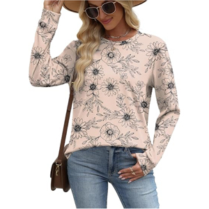 Sweat-shirt à manches longues pour femme, motif floral esthétique, sublimation haute densité, ourlet incurvé, style streetwear décontracté, vente en gros - Product Image 4