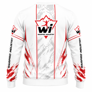 Warpro Industry Men's White Red Crew Neck Pullover Sweatshirt Regular Fit Knitted Sublimation Print Casual Autumn Wear - Product Image 2