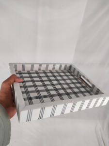 Bandeja de Servicio con Incrustaciones de Resina de Hueso Personalizable, Tema Budista, Hecha a Mano, Base Pulida de MDF, Estilo Otomano, Gran Venta en India 2025 - Product Image 2