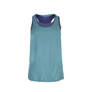 Débardeur pour femme en coton 100% écologique, vert chiné, tricoté, 180g, respirant, séchage rapide, col rond, pour l'été, le fitness, le yoga, les tenues décontractées - Product Image 1