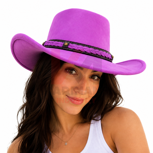 Chapeaux de cowboy en cuir à marque privée, style vintage western, à large bord, en cuir de vachette, pour hommes et femmes, vente en gros et au détail, fourniture de marques - Product Image 3