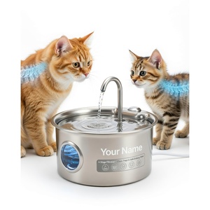 Fontaine à eau automatique en acier inoxydable de 2,6 L pour chats, distributeur d'eau électrique silencieux pour animaux de compagnie, fournitures pour petits animaux - Product Image 5