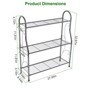 Support à plantes en métal à 3 niveaux, pour intérieur/extérieur, porte-pots de fleurs avec étagère de rangement utilitaire pour balcon - Product Image 5
