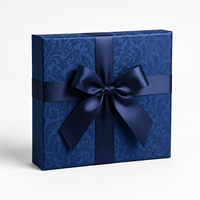 Boîte cadeau rigide bleue de luxe personnalisée avec ruban et insert en velours pour emballage de cadeaux, cosmétiques et bijoux