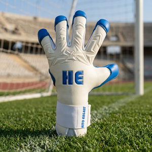 Customize White Goalkeeper Gloves <b>Top</b> Quality German <b>Latex</b> Goalkeeper Gloves Silicon Inject Fingers And Thumb Wrap Rubber T-Tab - Product Image 2