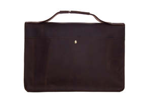 Vintage Style Genuine Leather Briefcase Handmade Rustic Office Laptop Bag for Men Classic Brown Satchel with Dual Buckle Closure - Product Image 3