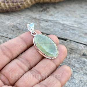 จี้สร้อยคอเงินแท้925จี้อัญมณีพรีไนต์ทำด้วยมือเครื่องประดับอัญมณีพรีไนต์สำหรับเป็นของขวัญให้กับเธอ - Product Image 3