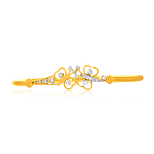 Bracelet en or rose 14 carats pour femme, diamant de laboratoire taille brillant rond, design vague classique - Product Image 1