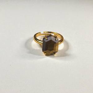 925 Silver Natural Hexagon Tiger Eye Gemstone <b>Ring</b> — 10x14mm Geometric Gemstone <b>Ring</b> - Modern Statement <b>Ring</b> - Product Image 1