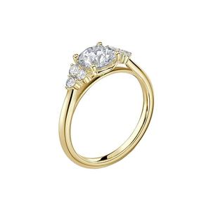 Bijou de promesse et d'anniversaire pour femme en or massif 10K, serti pavé à griffes, avec moissanite taillée et pierres latérales en diamant VVS - Product Image 1