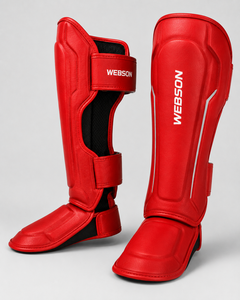 Protector de Piernas Deportivo Webson Rojo de Cuero PU con Cierre de Velcro, Protección Integral Ligera para Adultos, Precio Económico - Product Image 6