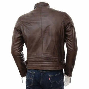 Blouson en cuir matelassé pour homme de haute qualité, coupe élégante, col montant, doublure douce, respirant, écologique, idéal pour l'hiver - Product Image 2