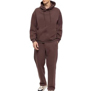 Ensemble de survêtement d'hiver pour homme en molleton à capuche 2 pièces avec taille élastique 100% coton respirant et confortable pour le jogging décontracté - Product Image 4