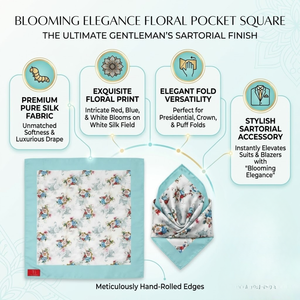 Pañuelo de bolsillo floral Blooming Elegance para hombre |   Pañuelo Elegante Estampado, Accesorio para Traje Formal, de Negocios, Boda o Fiesta, Regalo - Product Image 5