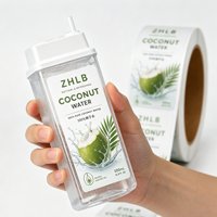 Étiquettes personnalisées imprimées pour bouteilles de boisson à la noix de coco, autocollantes en rouleau, imperméables, résistantes à l'huile, de qualité alimentaire pour l'emballage des boissons