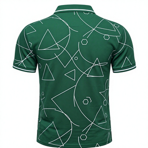 Camiseta Polo Personalizada al por Mayor, Manga Corta, Verde, Estampada, Informal, para Golf, Unisex, de Alta Calidad, con Estampado Geométrico - Product Image 2