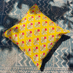 Pure Cotton Handcrafted Animal Cartoon Polka Dot Block Printed Eco-friendly Boho Design <b>Cushion</b> Cover Home Decor Breathable - Product Image 1