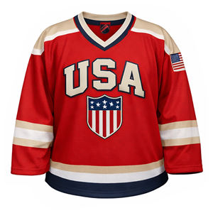 Jersey de Hockey Personalizado para Portero, Doble Cara, Malla, Rojo, Blanco y Beige, con Bordado Personalizado - Product Image 1