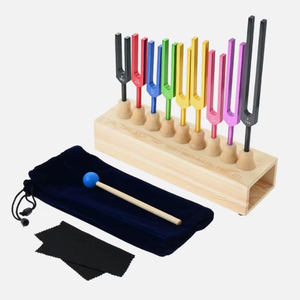 Ensemble de 9 diapasons Solfeggio pour la thérapie sonore, le travail énergétique, l'équilibre et la méditation. - Product Image 1