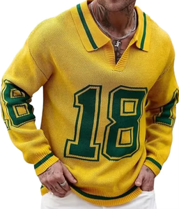 Pull tricoté personnalisé pour homme, col en V, manches longues, respirant, séchage rapide, avec motif graphique sur le devant, idéal pour l'hiver - Product Image 2