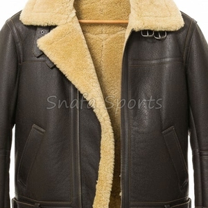 Veste en cuir shearling pour homme, veste aviateur doublée de fourrure pour l'hiver, fabricant sur mesure, vente en gros à prix de gros - Product Image 3
