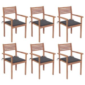 Juego de 6 Sillas Apilables de Madera de Teca Natural para Patio, Cómodas y Elegantes - Product Image 1