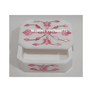 Boîtes cadeaux de qualité supérieure, nouvelle mode, créatives, élégantes, petites, en marbre blanc pur avec incrustation de nacre verte, pour le Ramadan. - Product Image 2