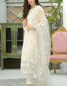 Ensemble de 3 pièces de shalwar kameez pour femmes, élégant, personnalisé, avec broderies fantaisie, en soie georgette, longueur au sol, pour mariage et fêtes - Product Image 2