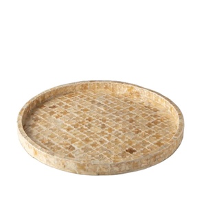 Plateau de service en os incrusté fait à la main Poignées pratiques Plateau en nacre Design minimaliste pour la maison Cuisine Salle à manger Ramadan - Product Image 3