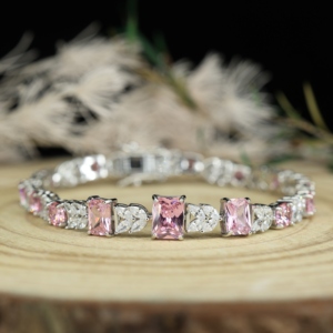 Retro Style Trendy Women's 925 <b>Silver</b> Rhodium Plated Geometric Texture Flex Stretch <b>Bangle</b> with Snake Chain-Gift - Product Image 1