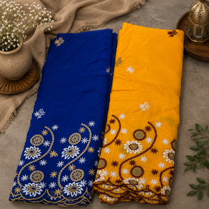 Tissu en voile de coton brodé |   Tissu pour robe Toub soudanaise 100% coton pour femmes, pour mariage, fête et vêtements culturels traditionnels - Product Image 1