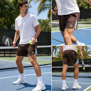Pantalones Cortos Deportivos para Hombre, Color Marrón Cacao, 100% Poliéster, Cintura Elástica, para Pickleball, Secado Rápido, Rendimiento Atlético - Product Image 6