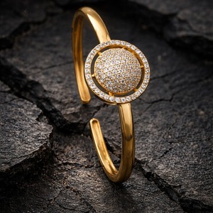 Gold Color <b>Ball</b> Cuff <b>Bracelet</b> Moissanite Inlay Bangle Trendy S925 Rose Gold Plated Open Wrist Jewelry for Party Gift - Product Image 2