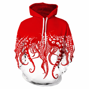 Vente en gros de sweats à capuche pour hommes personnalisés, motif pieuvre rouge, respirants, écologiques, à séchage rapide, unis, pour l'hiver, service OEM, sweats à capuche tendance - Product Image 1