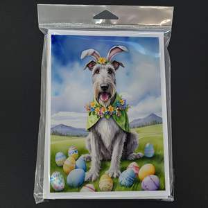 Whimsical Irish Wolfhound Easter Egg Hunt Paquete de 8 A7 Tamaño 5x7 Tarjetas de notas en blanco con sobres para saludos - Product Image 3