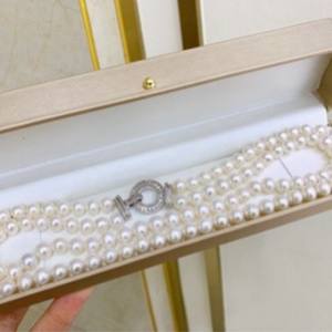 <b>French</b> Retro Design 9-10mm Gold Package <b>Gift</b> Box Women's High-End Natural Pearl Necklace Does Not Fade - Product Image 2