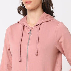 Sweat-shirt à capuche de couleur unie pour femmes, manches longues, fermeture éclair sur le devant, tricoté, vêtements décontractés d'automne - Product Image 4