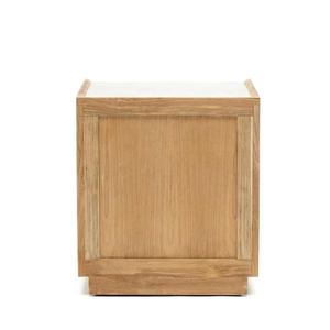 Mesita de Noche Moderna de Madera Maciza Multifuncional Convertible y Extensible con Almacenamiento y Detalles de Ratán para tu Sala de Estar - Product Image 6